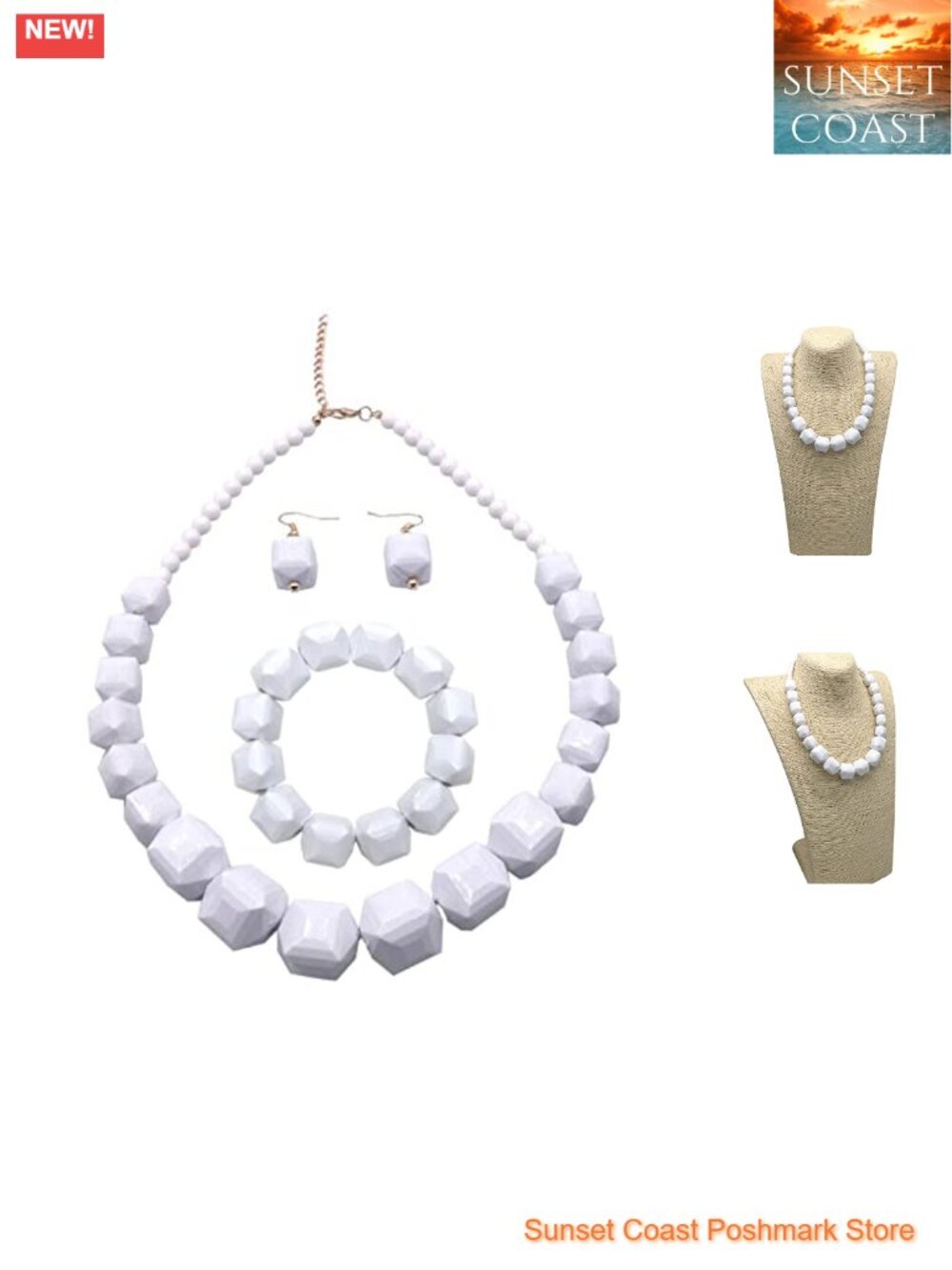 Beaded Strand Necklace Acrylic Alloy Chunky Statement Jewelry